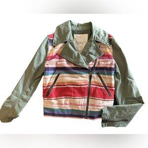 Denim & Supply Ralph Lauren stripped asymmetrical zip jacket